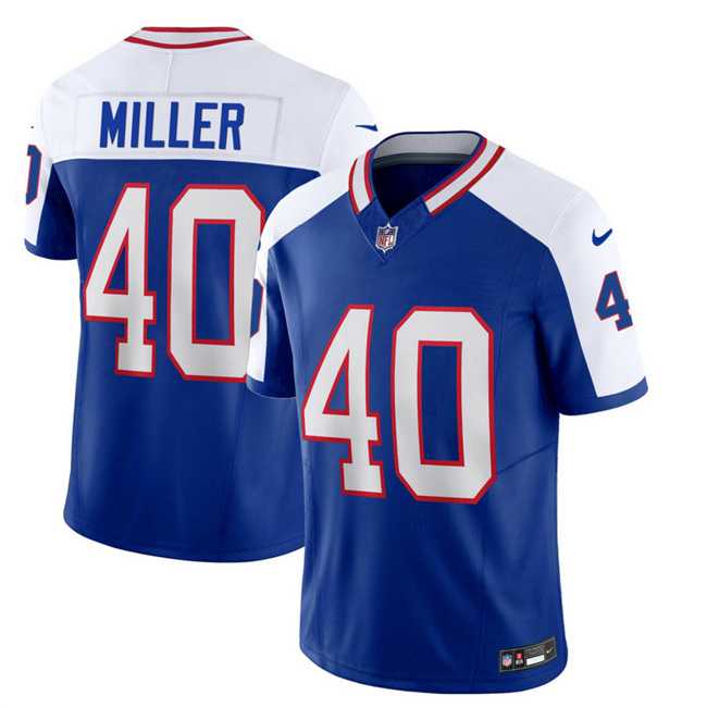 Men & Women & Youth Buffalo Bills #40 Von Miller Blue White 2023 F.U.S.E. Throwback Vapor Untouchable Limited Football Stitched Jersey
